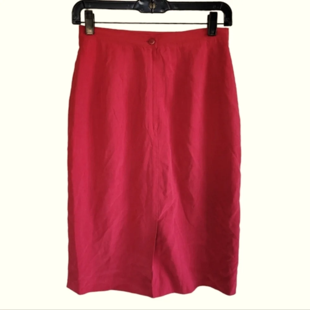 17 North 100% Silk Midi Skirt Red 6